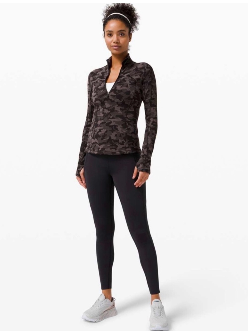 Lululemon Run Briskly 1/2 Zip | Heritage Camo Jacquard Black Lunar Rock